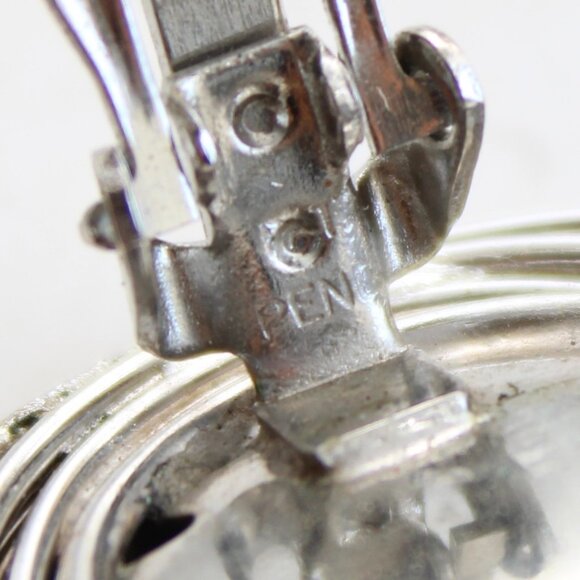 Vintage Round Wire Dome Center Silver Tone Brooch & Clip-On Earrings Set - Picture 5 of 6